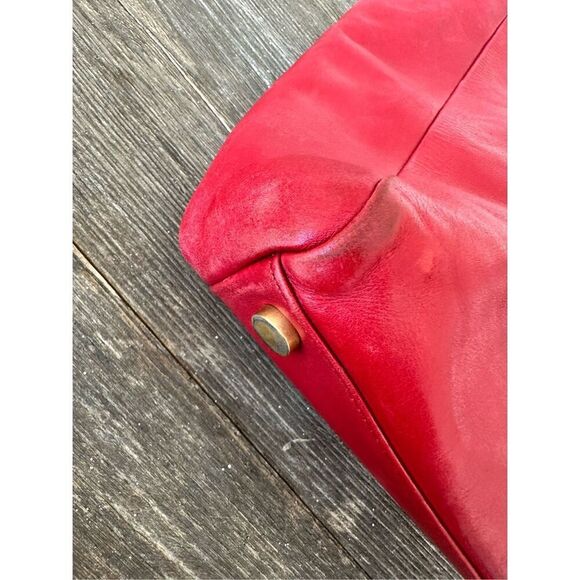 Saint Laurent Paris Red Leather & Suede Reversible tote bag with pouch - Authent - Picture 8 of 15